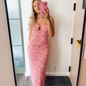 Zara Pink Bodycon Dress Funky Pattern with Cutouts